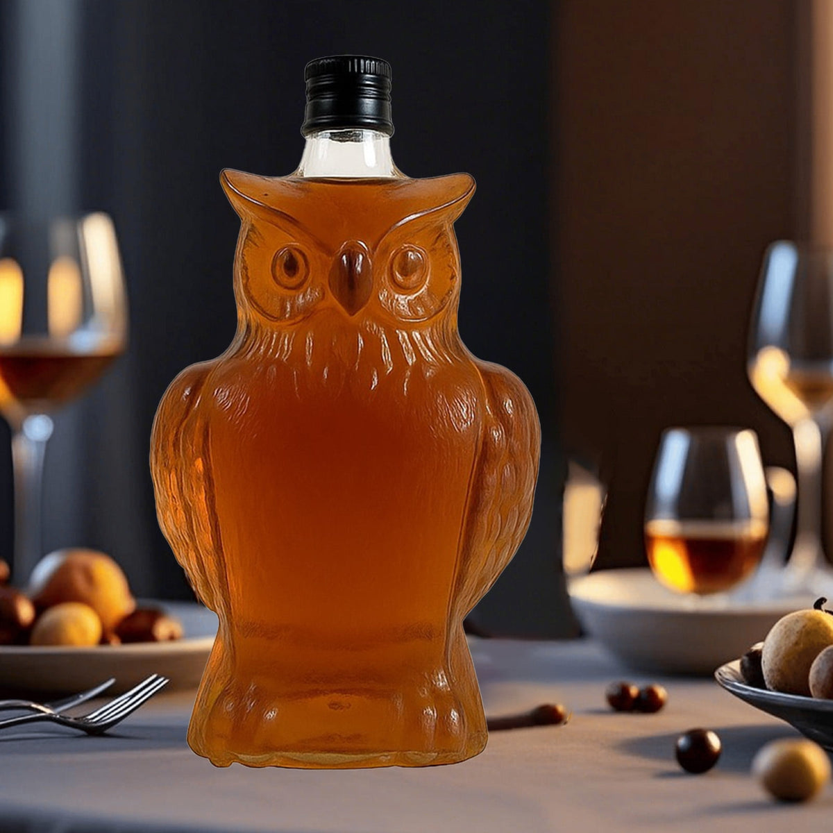 3D Owl Whiskey Decanter Bottle – Clear Glass