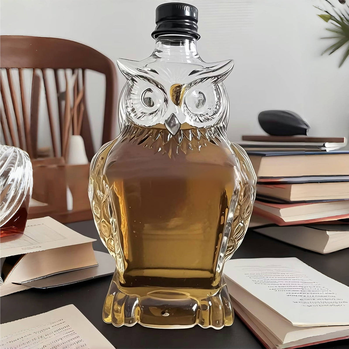 3D Owl Whiskey Decanter Bottle – Clear Glass