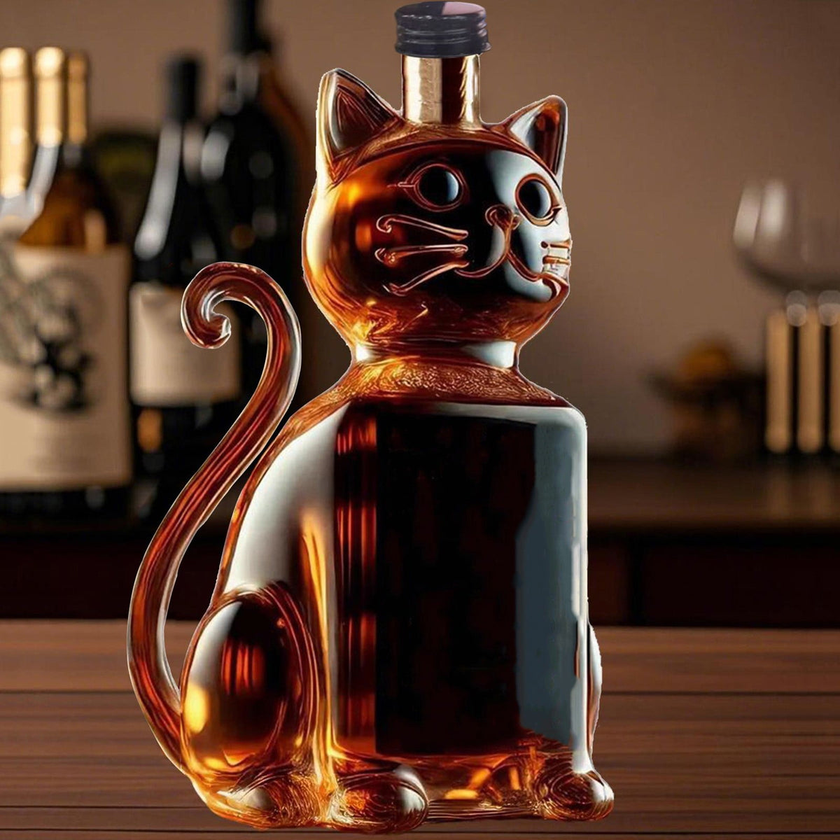 3D Cat Head Whiskey Decanter Bottle – Clear Glass