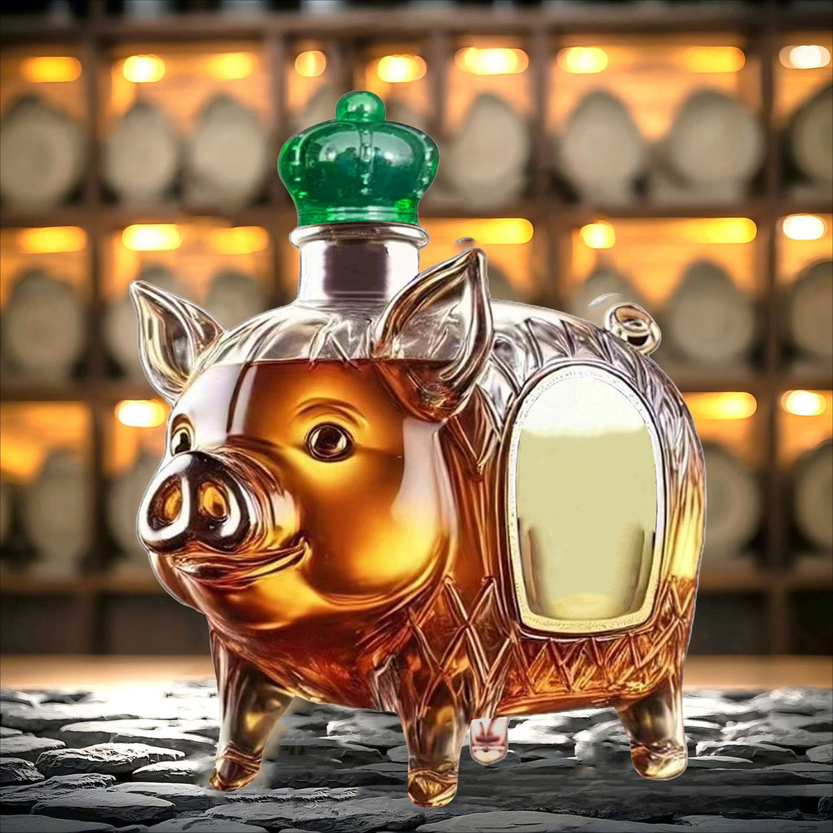 3D Elegant Pig Whiskey Decanter Bottle – Clear Glass