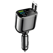 Retractable Car Charger – Dual Cables (USB-C & Lightning), Super Fast Charging, 180° Rotatable Head