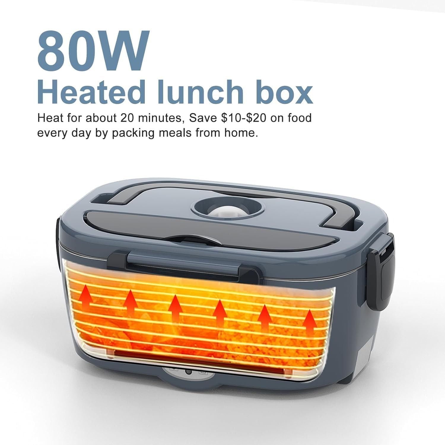 Electric Heated Lunch Box – 1.5L Stainless Steel, 4-in-1 Power (12V/24V/240V), Leak-Proof
