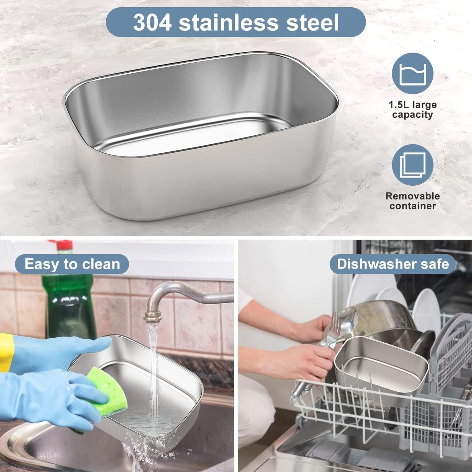 Electric Heated Lunch Box – 1.5L Stainless Steel, 4-in-1 Power (12V/24V/240V), Leak-Proof