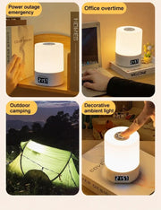 USB Rechargeable LED Night Light with Clock Display – Touch Dimmable, 3 Colour Modes