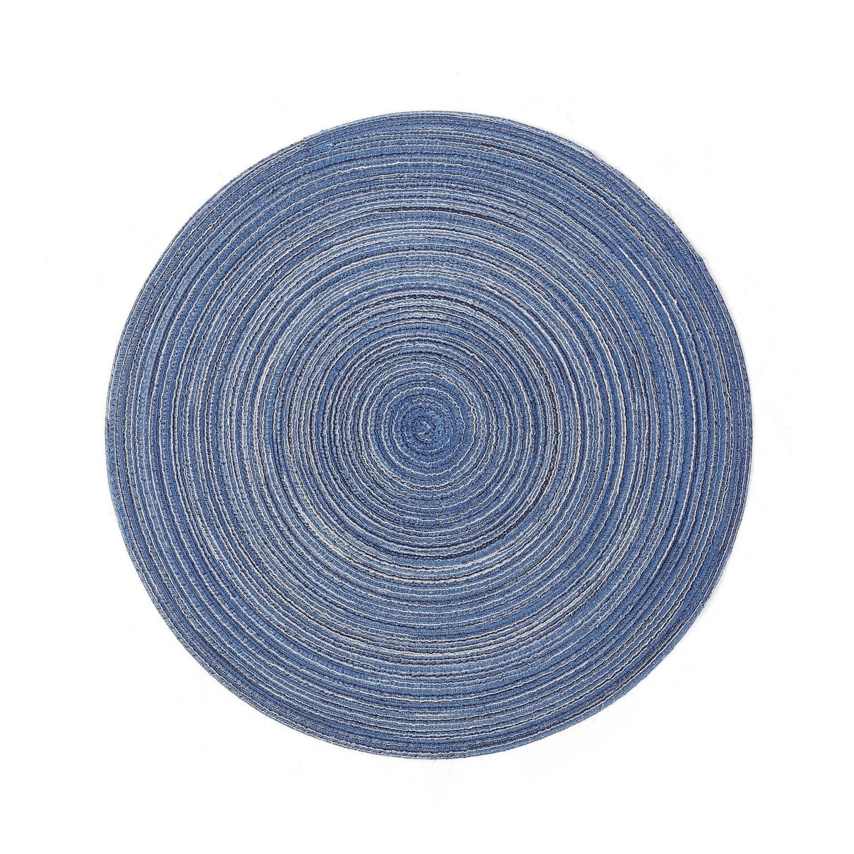 Round Cotton Woven Placemats Set of 6 – Heat Resistant, Non-Slip | 38cm | Blue