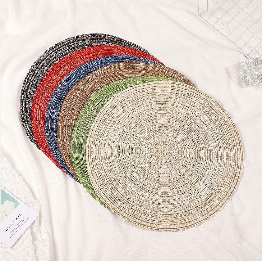 Round Cotton Woven Placemats Set of 6 – Heat Resistant, Non-Slip | 38cm | Blue