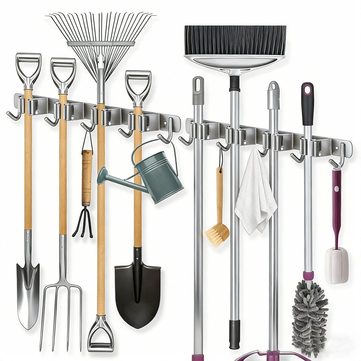 Wall-Mounted Broom & Mop Holder Set – 2 Pack