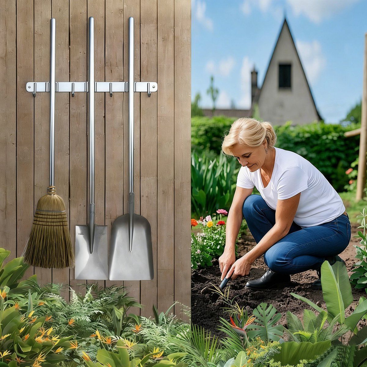 Wall-Mounted Broom & Mop Holder Set – 2 Pack