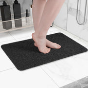 Non-Slip Shower Mat with Massage Feel & Foot Scrubber | BPA-Free PVC | Quick Drain & Fast Dry | Black | 40x60cm
