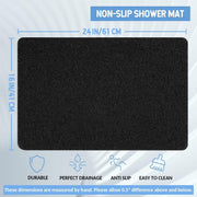 Non-Slip Shower Mat with Massage Feel & Foot Scrubber | BPA-Free PVC | Quick Drain & Fast Dry | Black | 40x60cm
