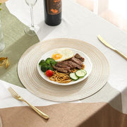 Round Woven Cotton Placemats 6 Pack, Beige Washable Braided Table Mats, 38cm Heat‑Resistant Circular Table Place Mats for Dining Table Kitchen Home Decor