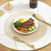 Round Woven Cotton Placemats 6 Pack, Beige Washable Braided Table Mats, 38cm Heat‑Resistant Circular Table Place Mats for Dining Table Kitchen Home Decor