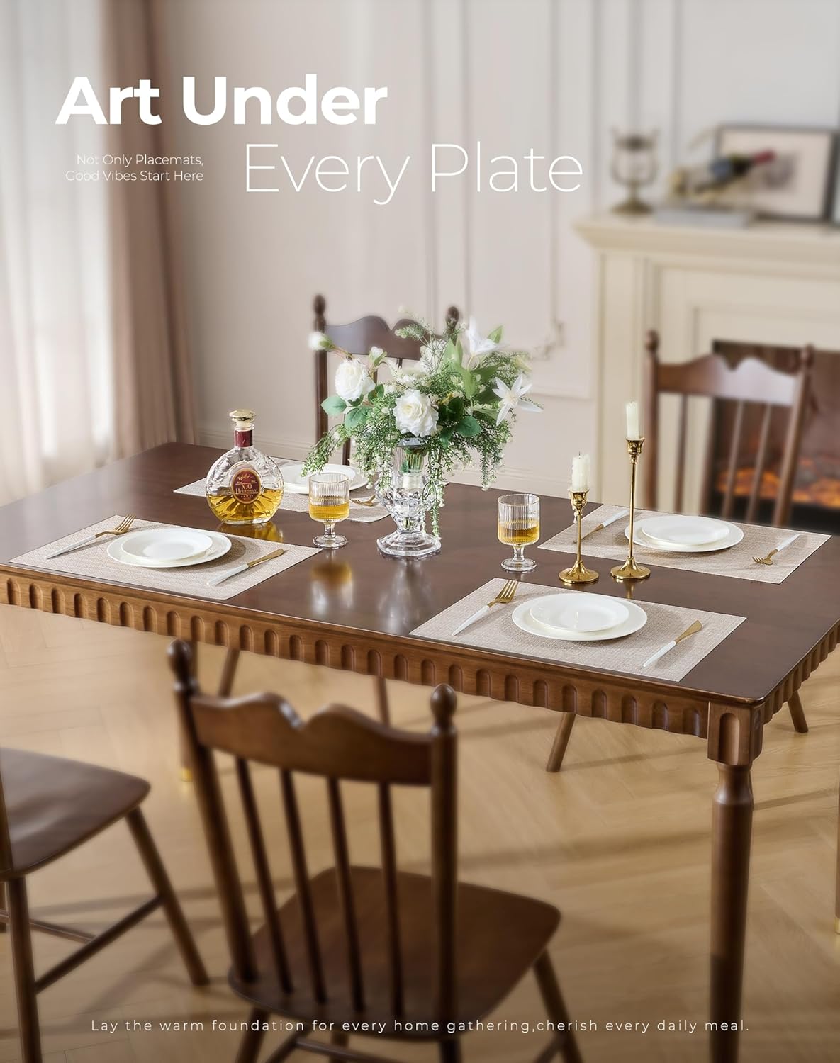 PVC Vinyl Woven Placemats Set of 6 – Beige