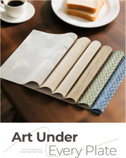 Beige Placemats Set of 6 - Heat Resistant Non-Slip Place mats for Dining Table, Washable Durable PVC Vinyl Woven Table Mats(Beige, 6)