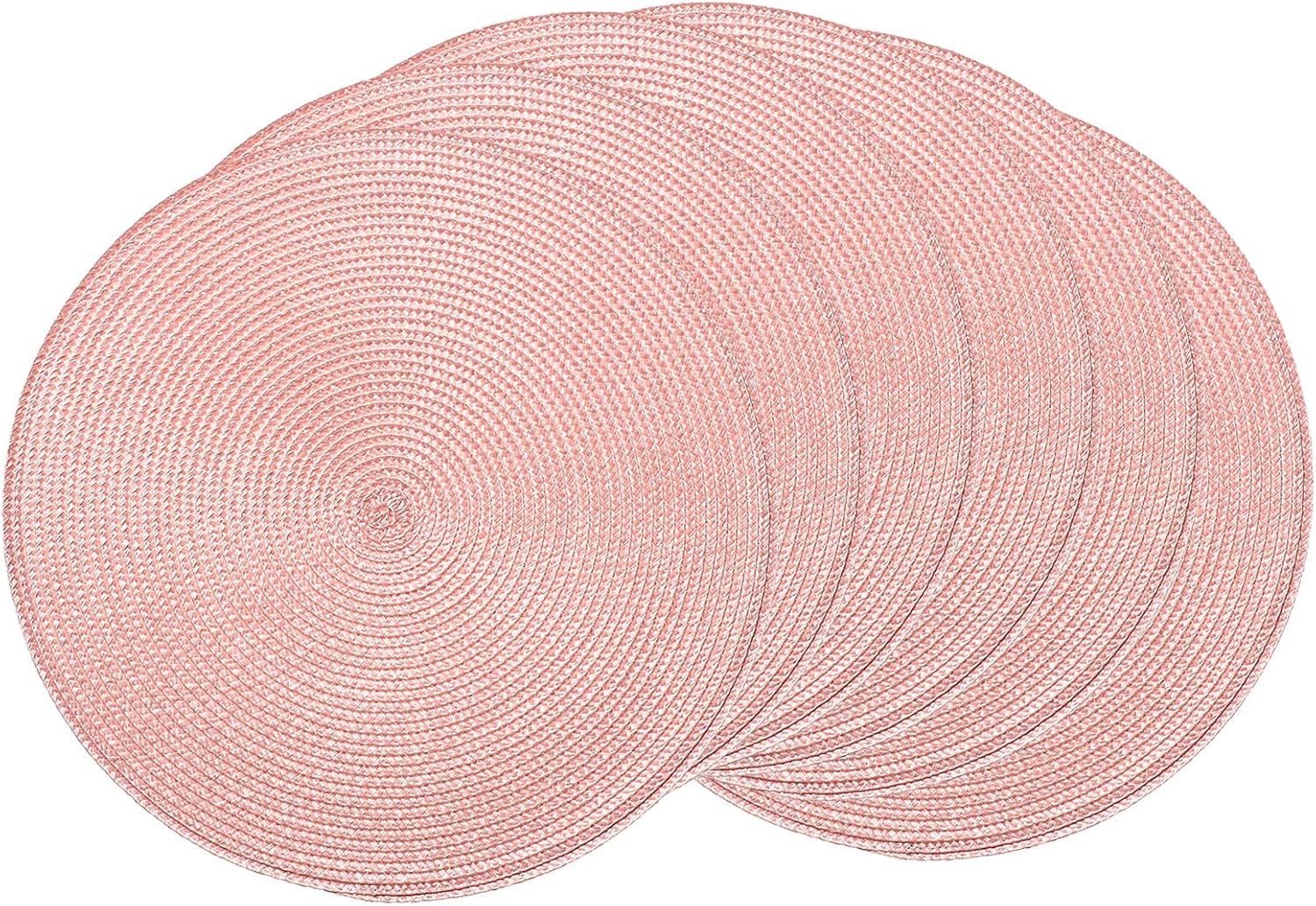 Round Braided Placemats 15 Inch Round Table Mats for Dining Tables Natural Woven Heat Resistant Place mats Set of 6 (Pink)