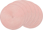 Round Braided Placemats 15 Inch Round Table Mats for Dining Tables Natural Woven Heat Resistant Place mats Set of 6 (Pink)