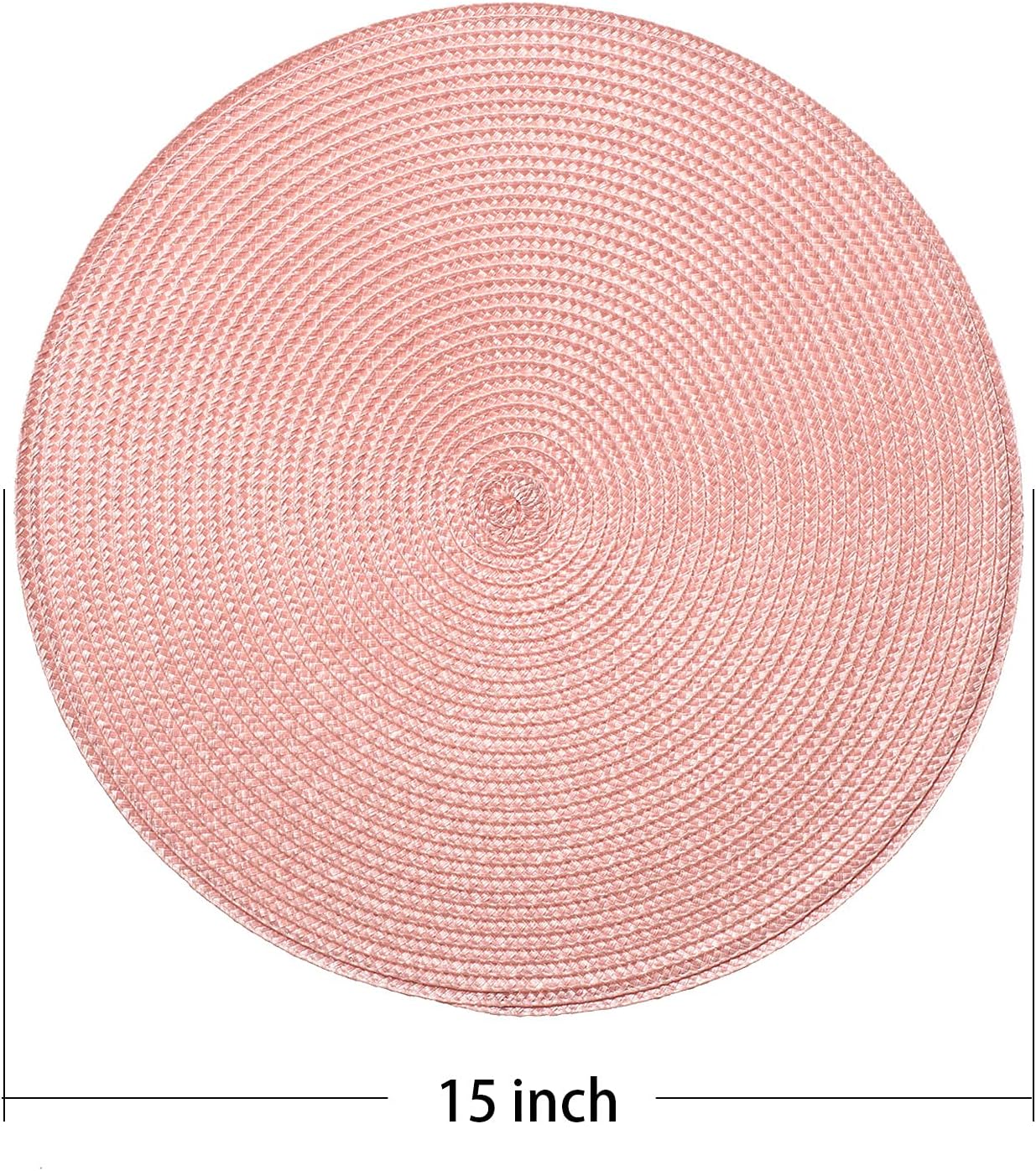 Round Braided Placemats Set of 6 – Pink (38cm)