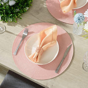 Round Braided Placemats 15 Inch Round Table Mats for Dining Tables Natural Woven Heat Resistant Place mats Set of 6 (Pink)