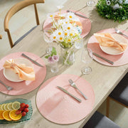 Round Braided Placemats 15 Inch Round Table Mats for Dining Tables Natural Woven Heat Resistant Place mats Set of 6 (Pink)