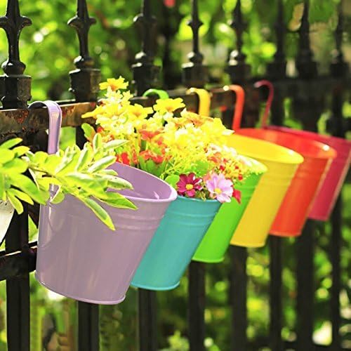 Metal Hanging Flower Pots – Set 10 Vibrant Colours