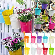 Metal Hanging Flower Pots – Set 10 Vibrant Colours