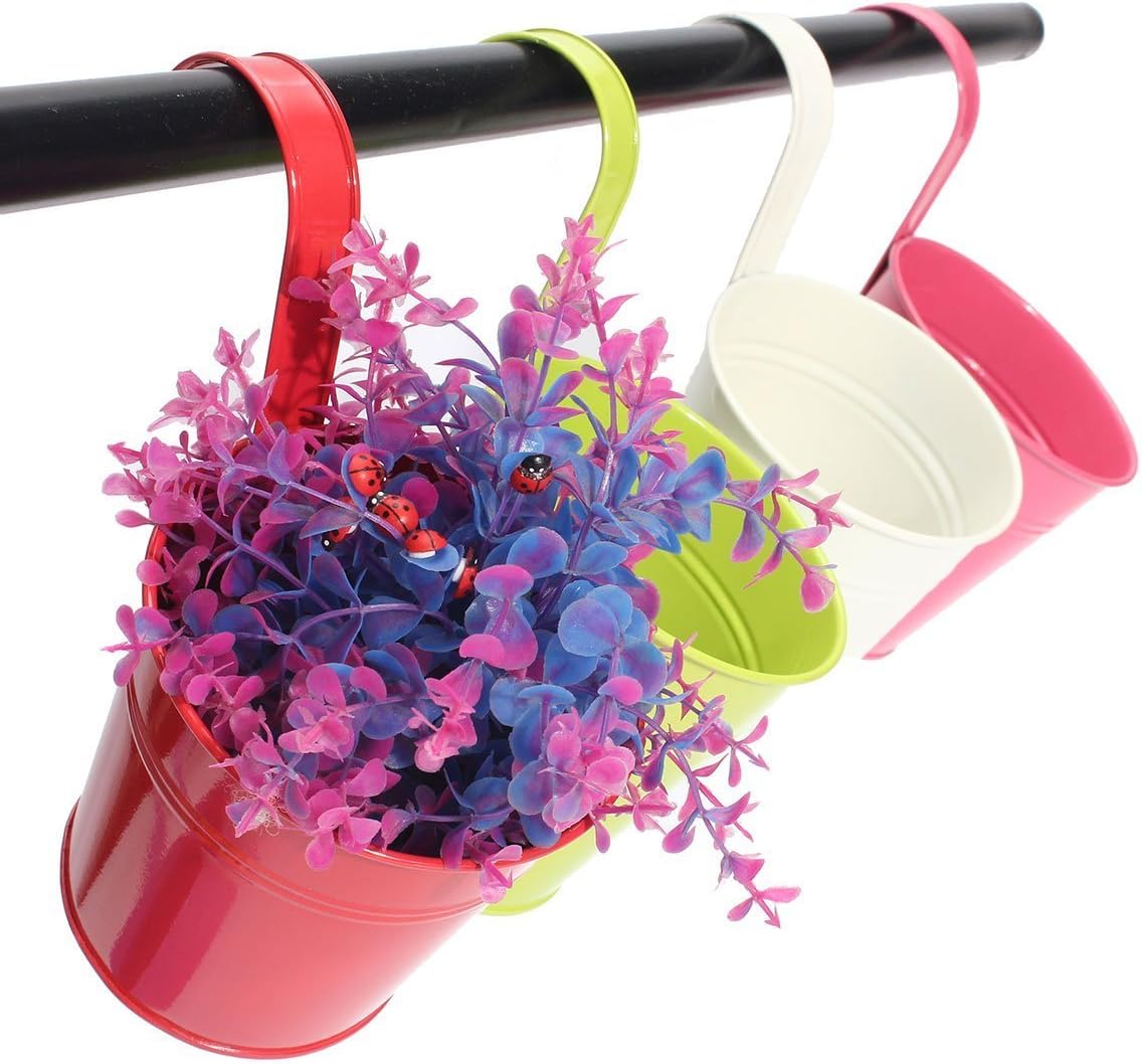 Metal Hanging Flower Pots – Set 10 Vibrant Colours