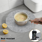 Homaxy Round Faux Leather Placemats and Coasters, Washable Dual-Side Table Mats, Wipeable Heat-Resistant Dining Place Mats and Terry Kitchen Towels(15" x 25", 6 Pack, Dark Grey)