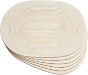 Oval Braided Placemats Set of 6 Woven 12x17.5 Inch Non Slip Washable Heat Resistant Place Mats Round Tablemats for Dining Kitchen Party Daily Table Decor Dinner Mats (Beige, 6)