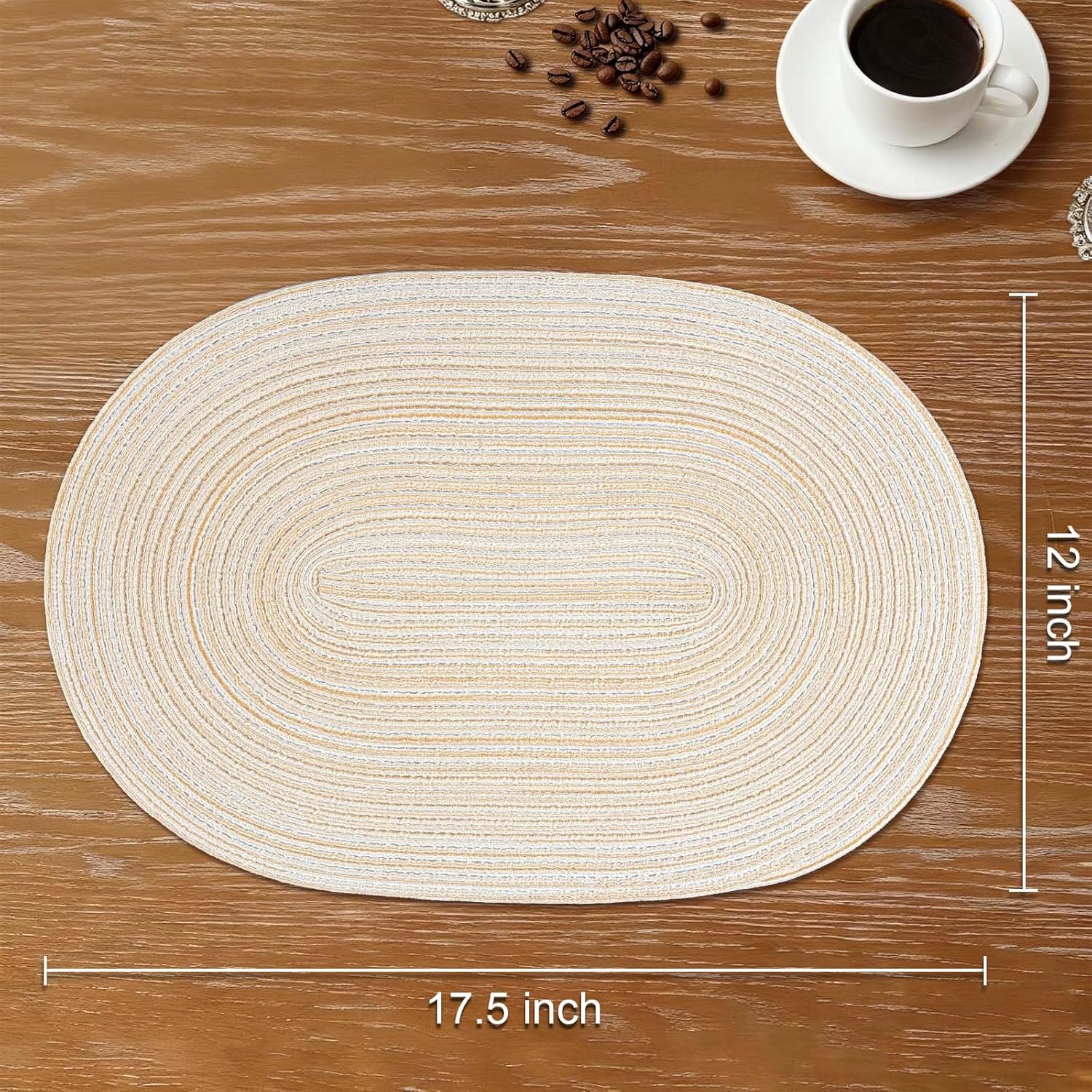 Oval Braided Placemats Set of 6 – Beige