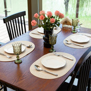 Oval Braided Placemats Set of 6 Woven 12x17.5 Inch Non Slip Washable Heat Resistant Place Mats Round Tablemats for Dining Kitchen Party Daily Table Decor Dinner Mats (Beige, 6)