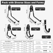Garage Hooks, 20-Pack Steel Accessories for Organization and Storage, Heavy Wall Mount Duty Hooks with Anti-Slip Coating Hanging Ladder, Bike, Power Tools More Tools, Black -