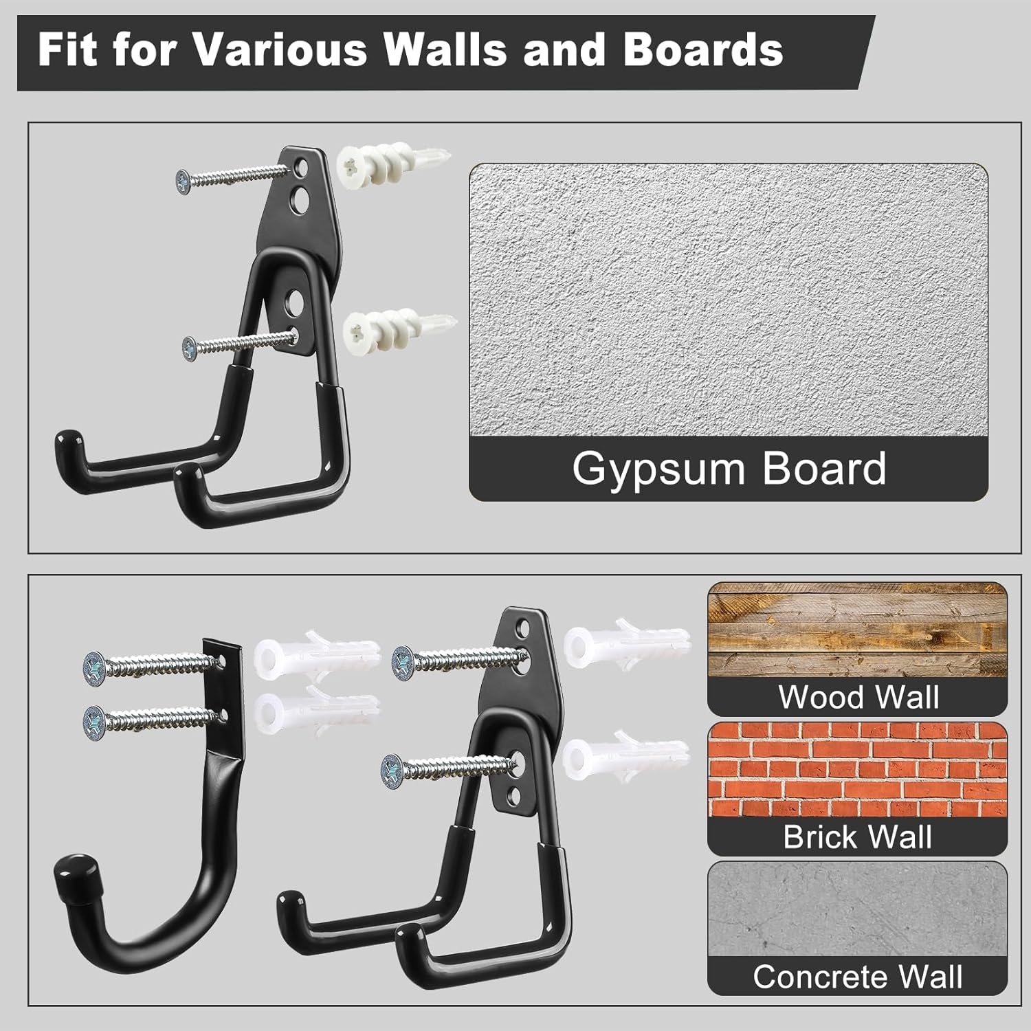 Garage Wall Hooks 20-Pack – Heavy Duty Steel with Anti-Slip Coating