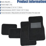 Car Floor Mats 4-Piece Set | PVC Anti-Slip Carpet Liner | All-Weather Breathable | Black