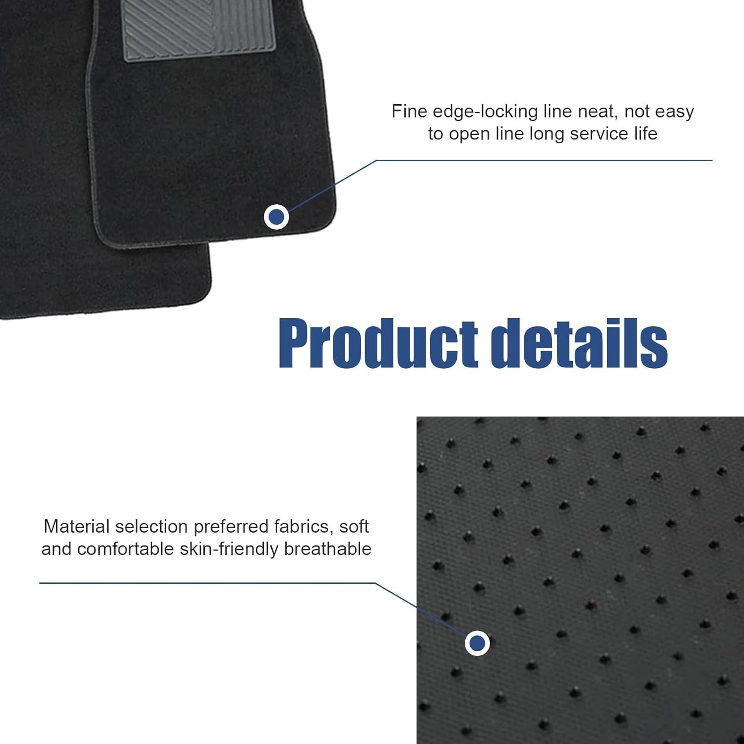 Car Floor Mats 4-Piece Set | PVC Anti-Slip Carpet Liner | All-Weather Breathable | Black