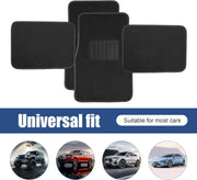 Car Floor Mats 4-Piece Set | PVC Anti-Slip Carpet Liner | All-Weather Breathable | Black