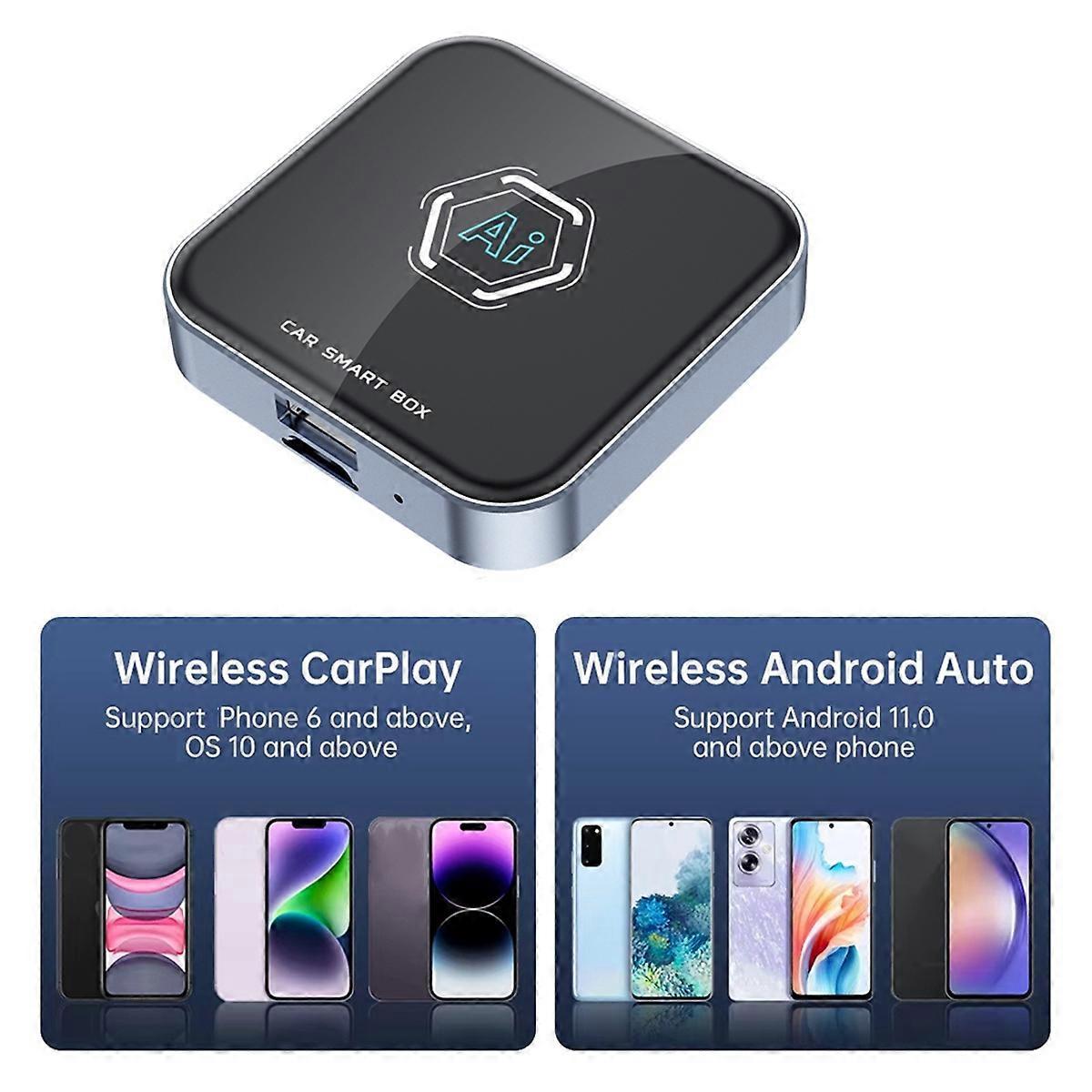 Smart Car AI Box – Wired to Wireless CarPlay & Android Auto | Android 13 | Plug & Play