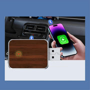 Wired to Wireless CarPlay & Android Auto Adapter – Aluminium Alloy & Walnut | USB-A