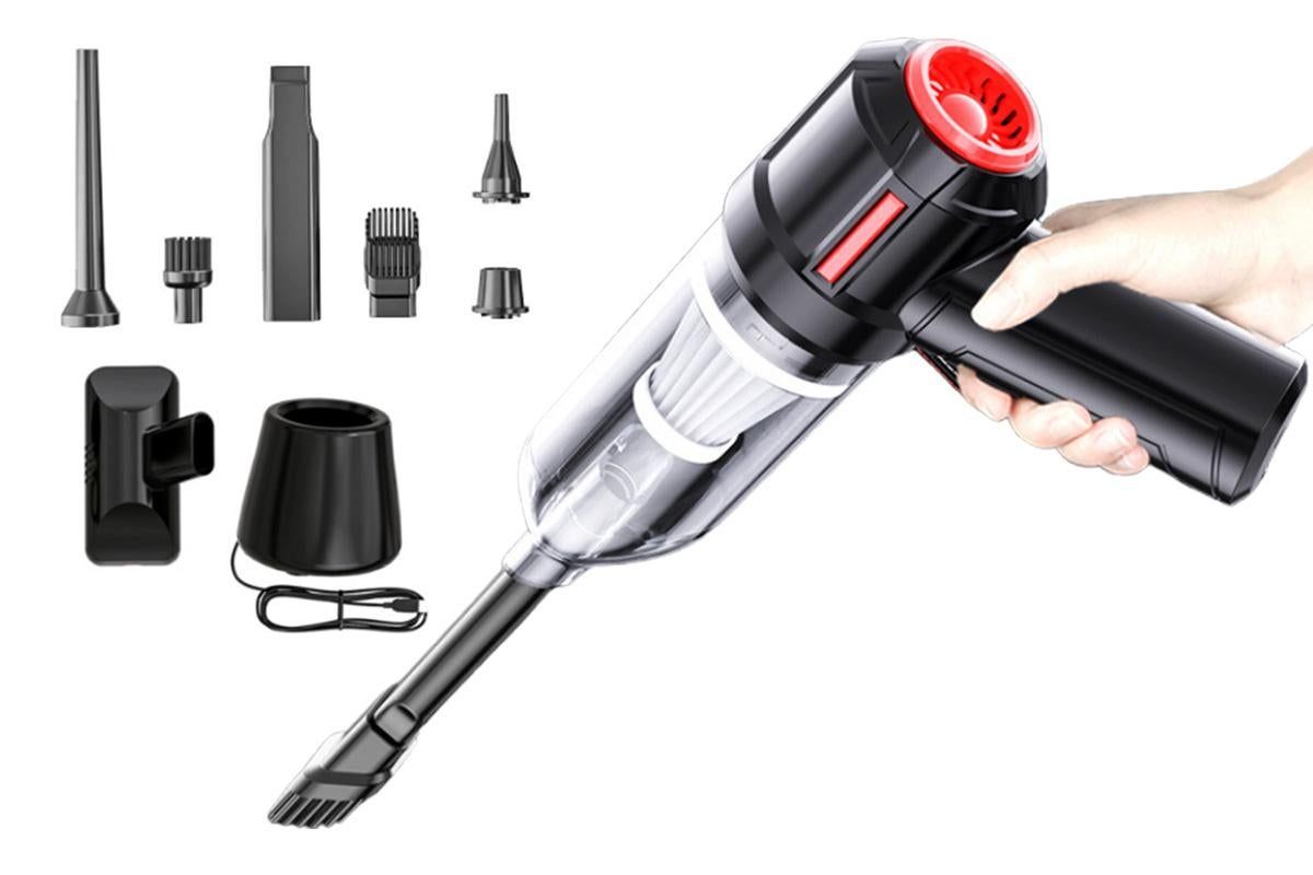 Handheld Cordless Car Vacuum & Air Duster – 5500Pa, 2-in-1, Wet & Dry | USB Rechargeable | Black
