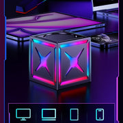 RGB Bluetooth 5.3 Speaker – Rubik's Cube Design | 360° Surround Sound & FM Radio | Black