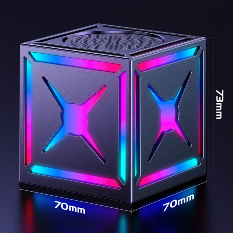 RGB Bluetooth 5.3 Speaker – Rubik's Cube Design | 360° Surround Sound & FM Radio | Black