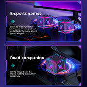 RGB Bluetooth 5.3 Speaker – Rubik's Cube Design | 360° Surround Sound & FM Radio | Pink