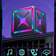 RGB Bluetooth 5.3 Speaker – Rubik's Cube Design | 360° Surround Sound & FM Radio | Pink