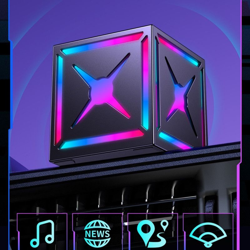 RGB Bluetooth 5.3 Speaker – Rubik's Cube Design | 360° Surround Sound & FM Radio | Pink