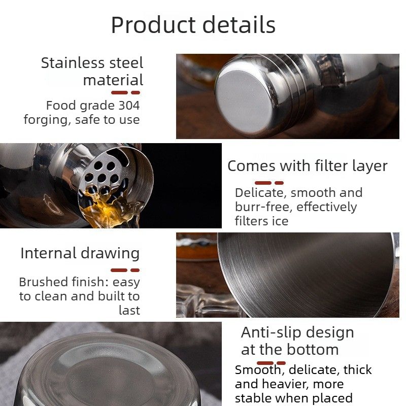 550ml Premuim Stainless Steel Cocktail Shaker | Leak-Proof | Built-In Strainer | Martini Mixer