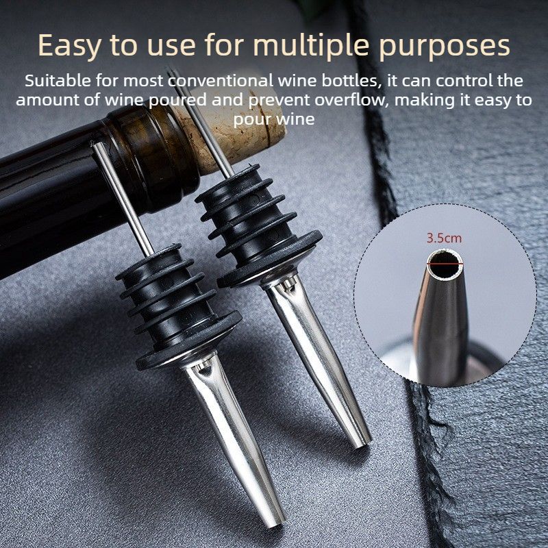 Premium Wine Bottle Pour Spout Stoppers | 2-Pack | Reusable Liquor & Oil Dispenser