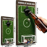 Wall-Mounted Soccer Field Bottle Opener with Goal Net Catcher – Football-Themed Bar Accessory for Game Room, Man Cave, Home Bar, or Outdoor Patio – Unique Gift for Soccer Fans (14.5*31cm)
