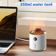 Essential Oil Diffuser with Flame Light, 2-Colour Flame Mini Humidifier Quiet,350ml Ultrasonic Humidifier Aroma Diffuser (White)
