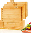 CARLA HOME Bamboo Cutting Board Set | 4 Boards with Stand