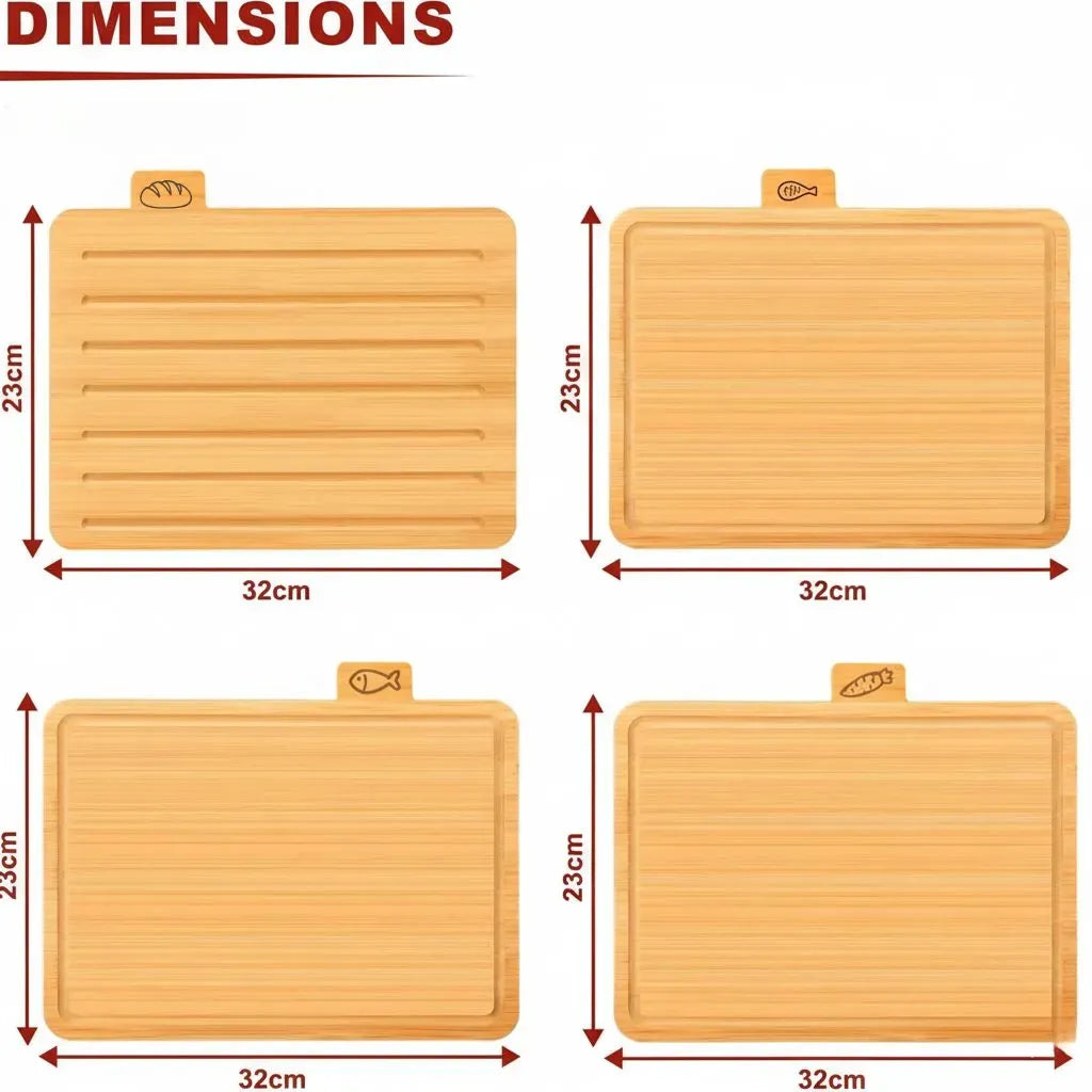 CARLA HOME Bamboo Cutting Board Set | 4 Boards with Stand