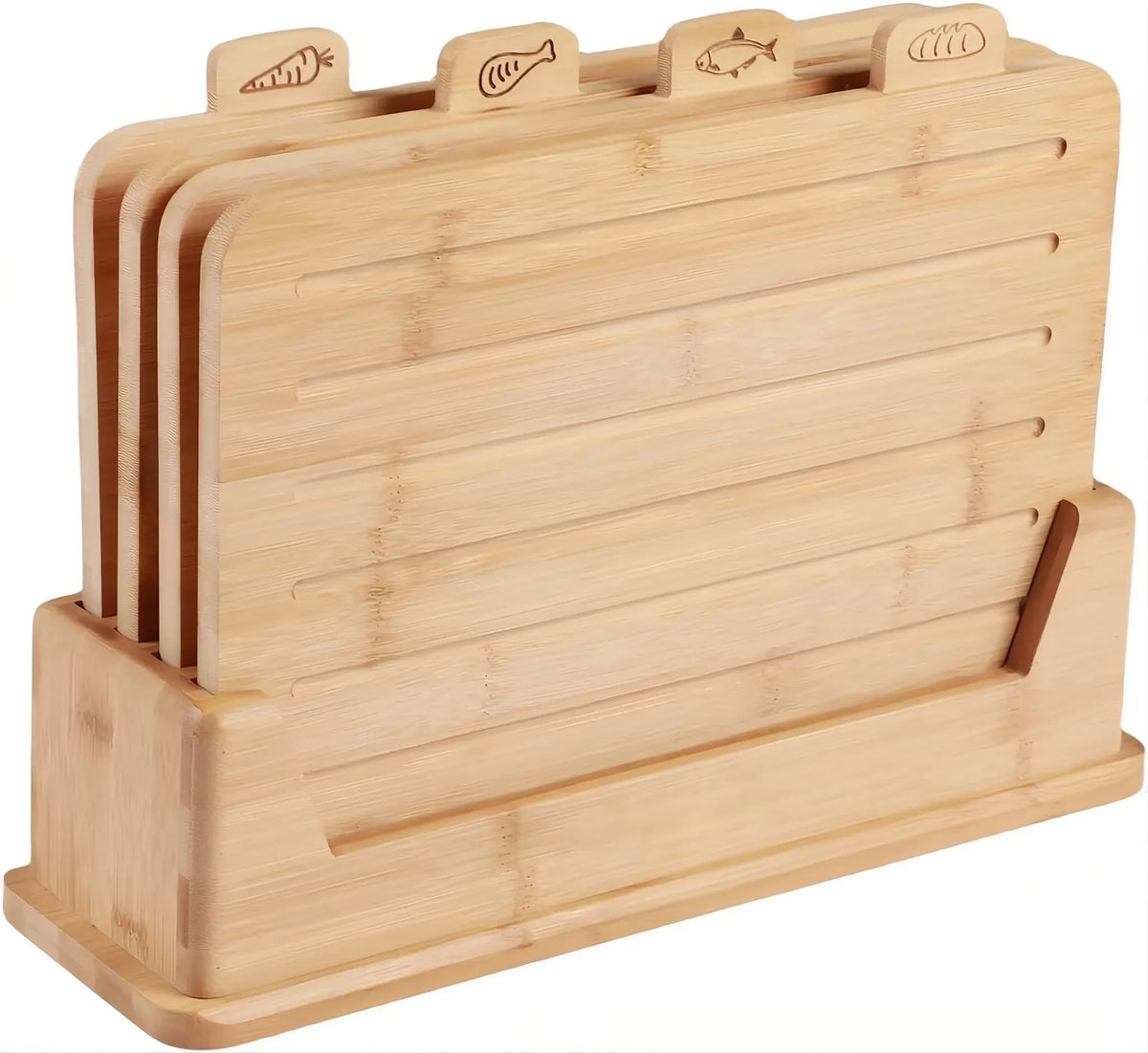 CARLA HOME Bamboo Cutting Board Set | 4 Boards with Stand